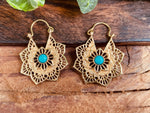 Boho Hoops Turquoise Brass Earrings