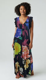 Floral Ruffle Sleeve Kimera Jumpsuit : Khaki
