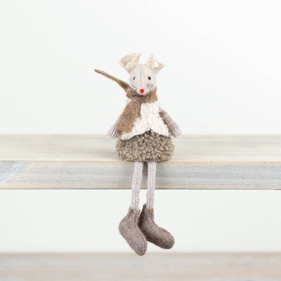 Sitting Fabric Mice with dangle Legs, 16cm