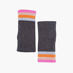 Dollie Wrist Warmers- Dark Grey, Rainbow Stripe: One-size