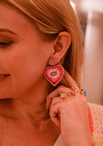 "EYE LOVE YOU" PINK HEART EARRINGS