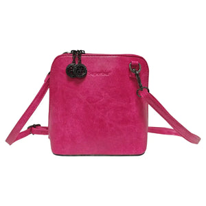 Superbia Pewter Hardware Small Box Zip Around Cross Body Bag: Green