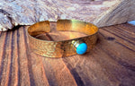 Hammered Brass Bracelet with Turquoise / Adjustable / Bohemian Jewellery / Ethnic Style / Rustic  / Boho / Gift for Her / Artisanal /