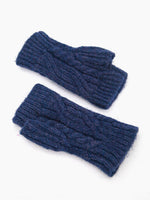Sydney Wrist Warmers - Navy Blue, Cable Knit: One-size