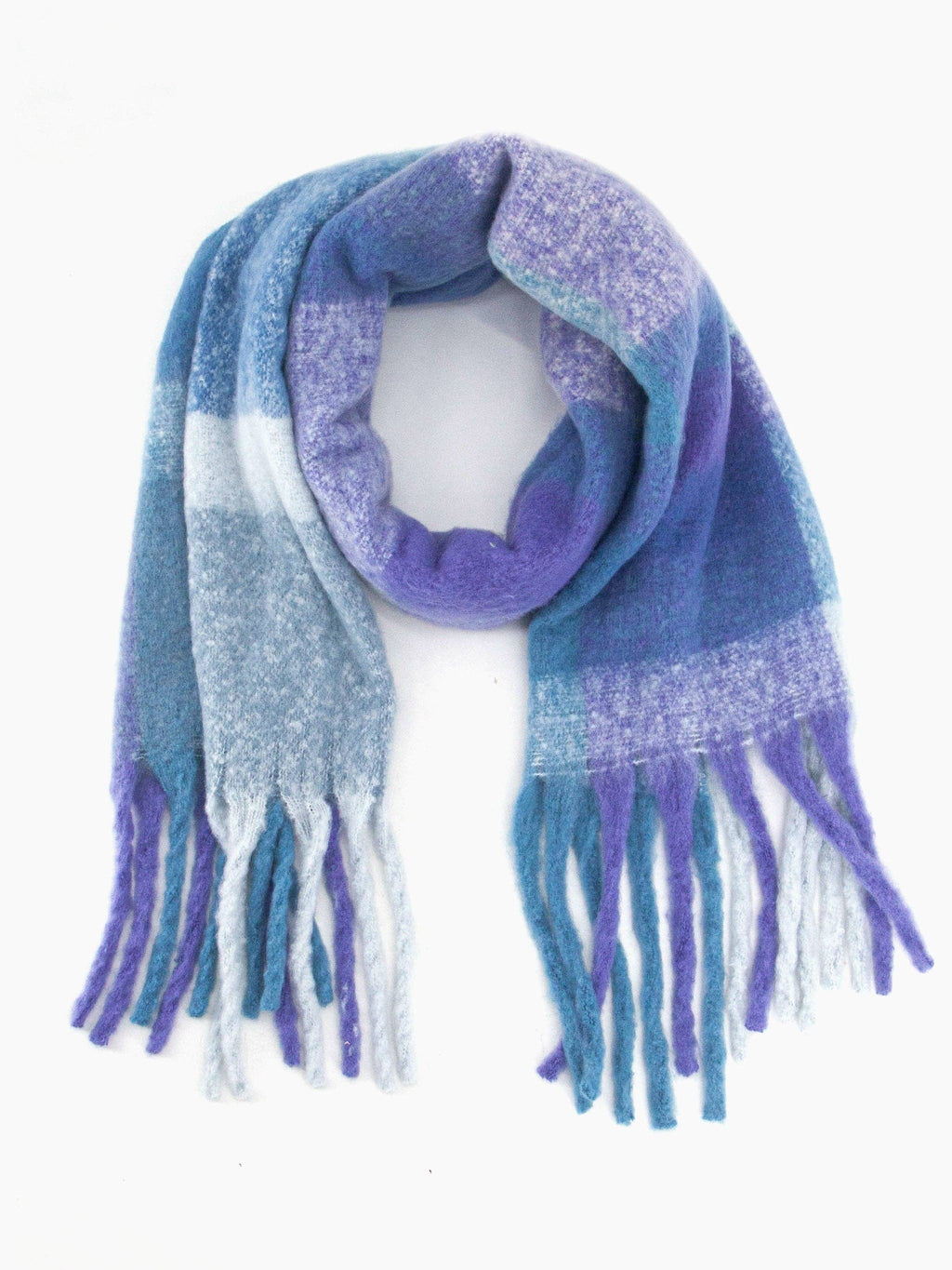 Allie Heavyweight Scarf - Blue/Purple, Square Colour Block: One-size