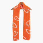 Zuri Cream/Orange Sketched hearts Heavyweight Scarf: One-size