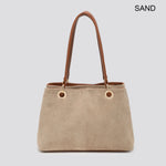 Vegan Suede 3-Compartments Tote Bag # 2716: SAND