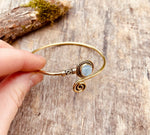 Golden Moonstone Bracelet / Brass / Adjustable / Spiral / Ethnic / Rustic / Bohemian  / Boho /