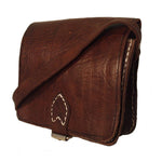 Small Square Leather Saddle Bag: Dark Brown
