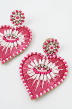 "EYE LOVE YOU" PINK HEART EARRINGS