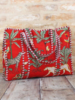 JT6501RD QUILTED COTTON TOTE BAG - JUNGLE PRINT