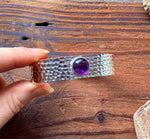 Hammered Silver Bracelet with Amethyst / Adjustable / Bohemian Jewellery / Ethnic Style / Rustic  / Boho / Gift for Her / Artisanal /