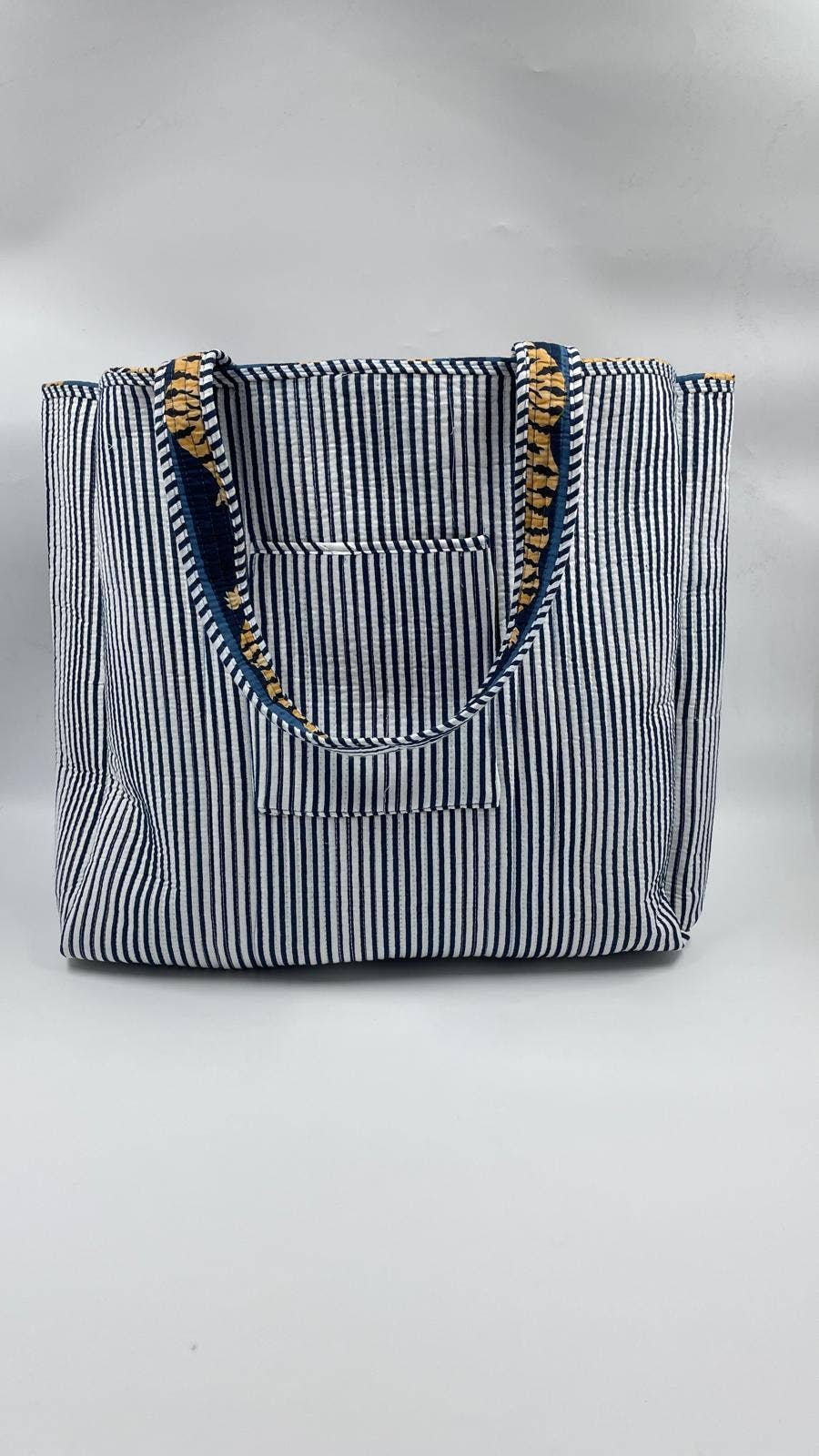 100% Cotton Kantha Quilted Boho Tiger Reversible Tote Bag