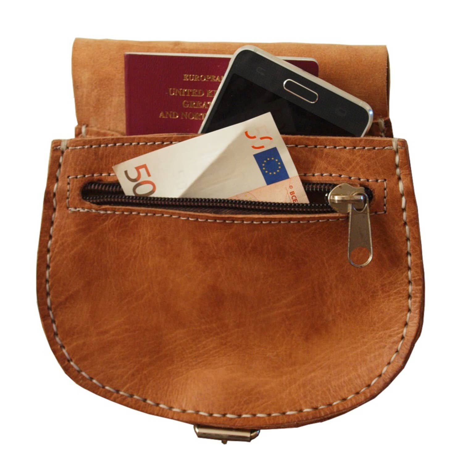 Small Leather Saddle Bag: Tan