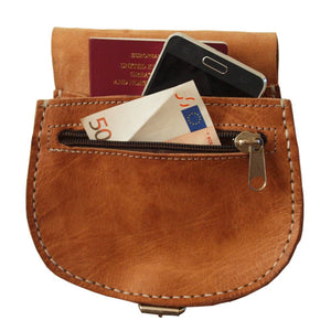 Small Leather Saddle Bag: Tan