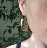 Boho Long Drop Golden Hoop Earrings / Flat Hoops / Ethnic Boho Classic XL Bohemian Chic Gypsy Spiral Hippie Tribal Hiphop style: 3.5cm
