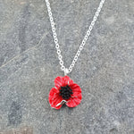 Poppy Red Flower Pendant Necklace,