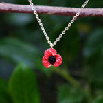 Poppy Red Flower Pendant Necklace,