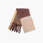 Yara Neutral Square Colour Block Heavyweight Scarf: One-size