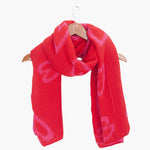 Zuri Red/Pink Sketched hearts Heavyweight Scarf: One-size