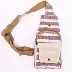 Natural Cotton Cross-Body Bags: Grey & White