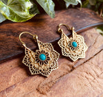 Boho Hoops Turquoise Brass Earrings