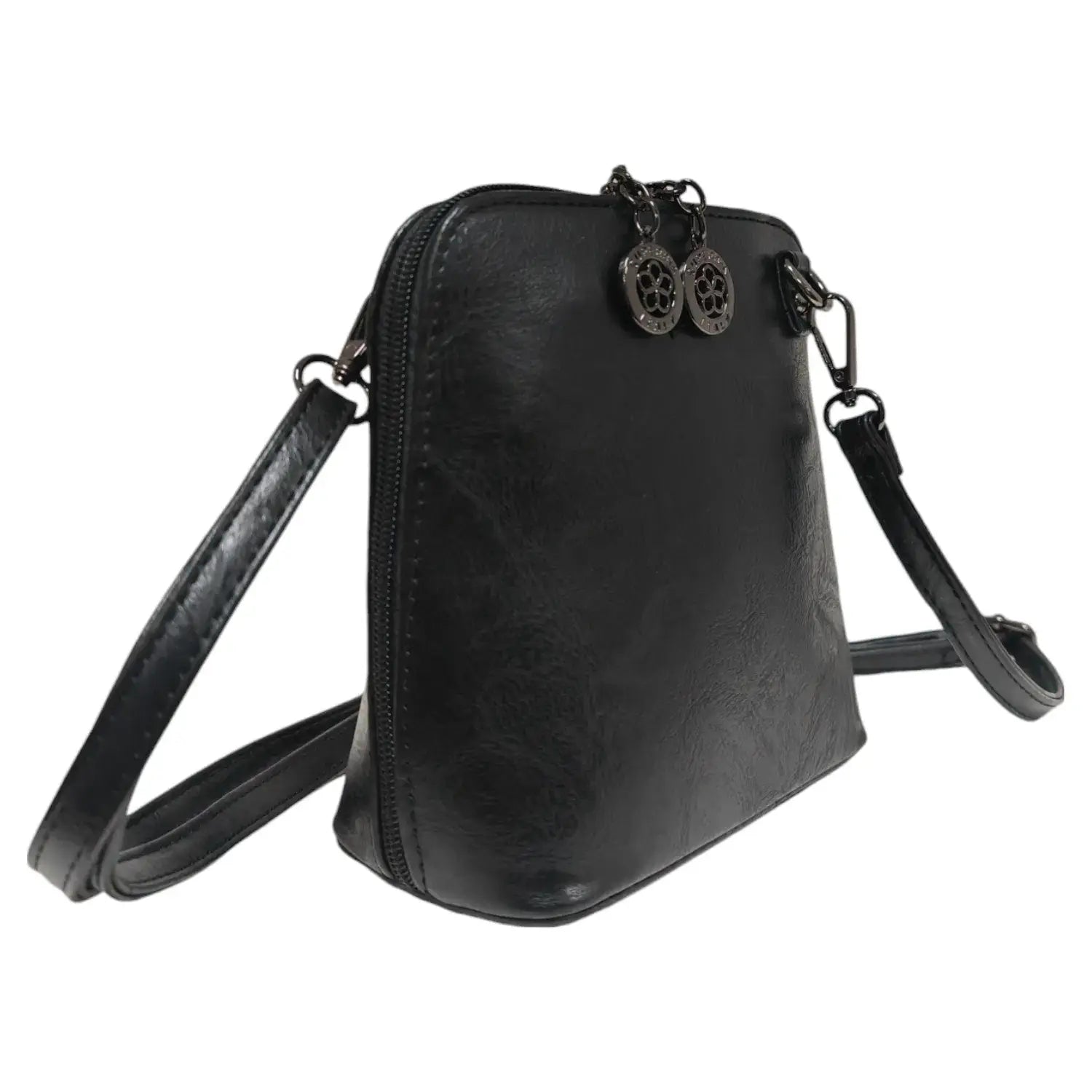 Superbia Pewter Hardware Small Box Zip Around Cross Body Bag: Green