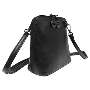Superbia Pewter Hardware Small Box Zip Around Cross Body Bag: Green