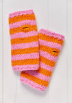 Pink Stripe Hand Knitted Handwarmers, fleece lined
