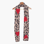 Wylda Cream Leopard and Hearts Heavyweight Scarf: One-size