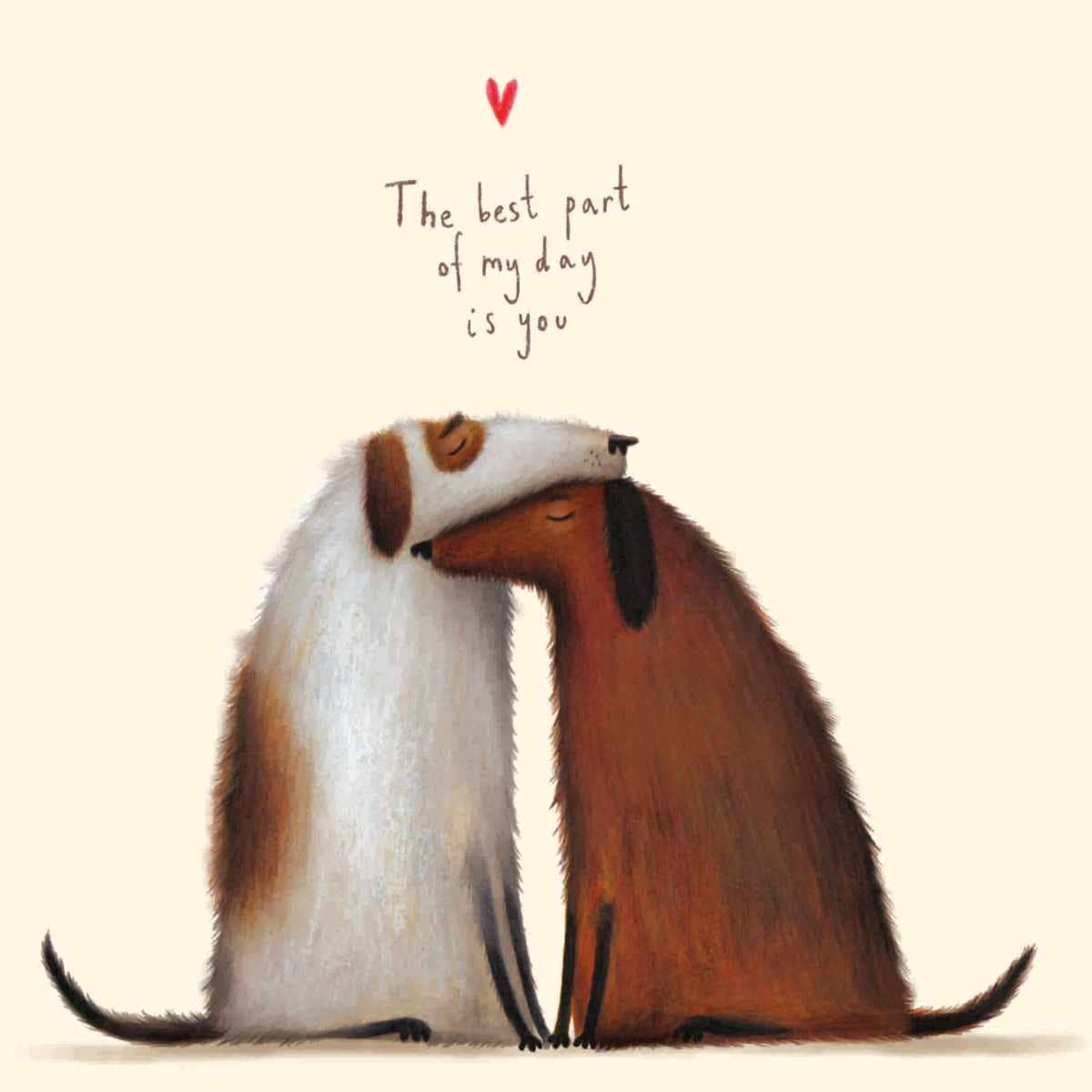 Dogs Hugging Greeting Card | Cute Dogs Greeting Card