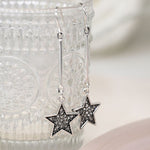 Silver or Gold plated bar and sparkle star drop earrings