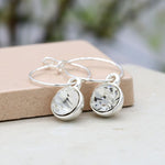 Silver plated hoop and round backed crystal earrings 3569