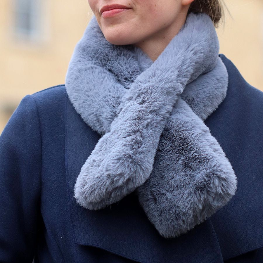 Faux fur loop through scarf