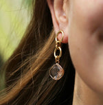 Golden link and irregular marquis crystal drop earrings 3531