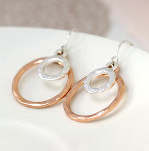 Rose Gold And Silver Plated Rings Drop Earrings 2135