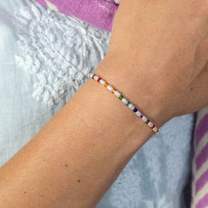 Ivory pearl and rainbow bead bracelet 3725