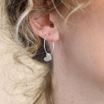 Matt silver plated fine hoop and heart earrings 3829