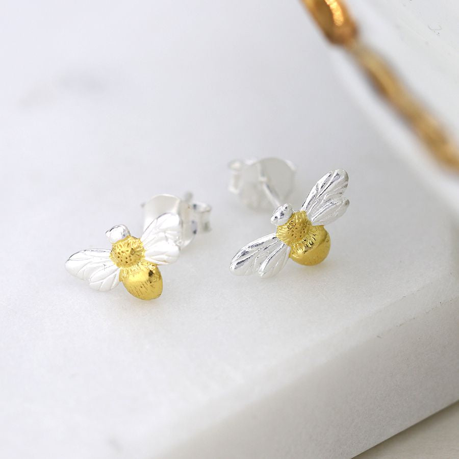 Sterling silver and gold bee earrings SB0927