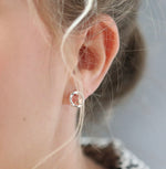 Silver Plated Beaten Disc Rose Gold Star Earrings 2645