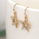 Faux gold plated CZ crystal star earrings 3408