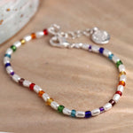 Ivory pearl and rainbow bead bracelet 3725