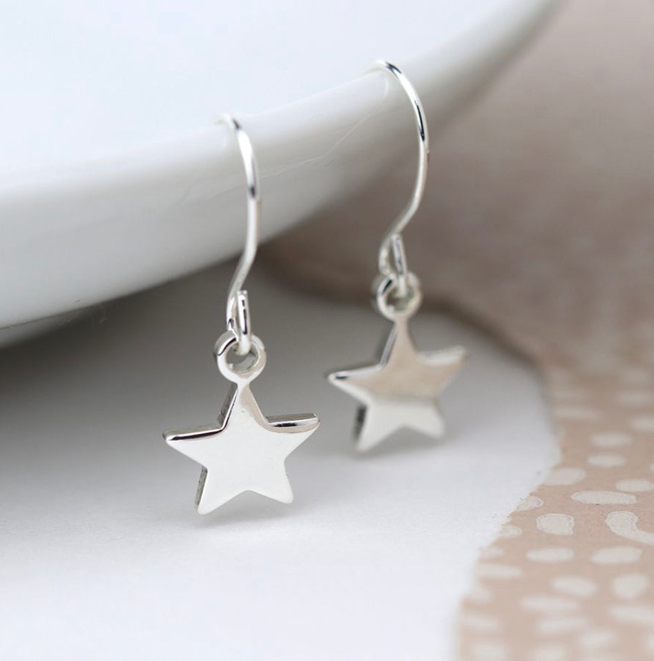 Silver Plated Star Drop Earrings 1882