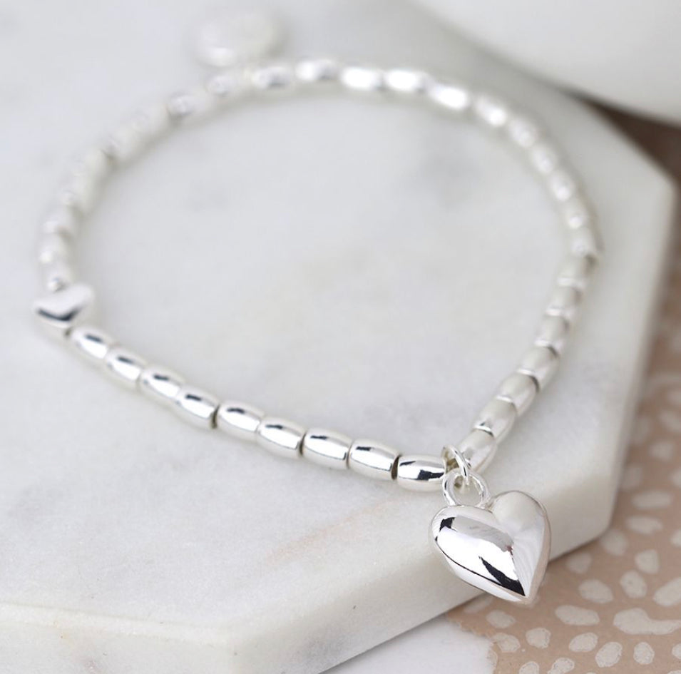 Puff Heart Bracelet with Heart Charm 1152